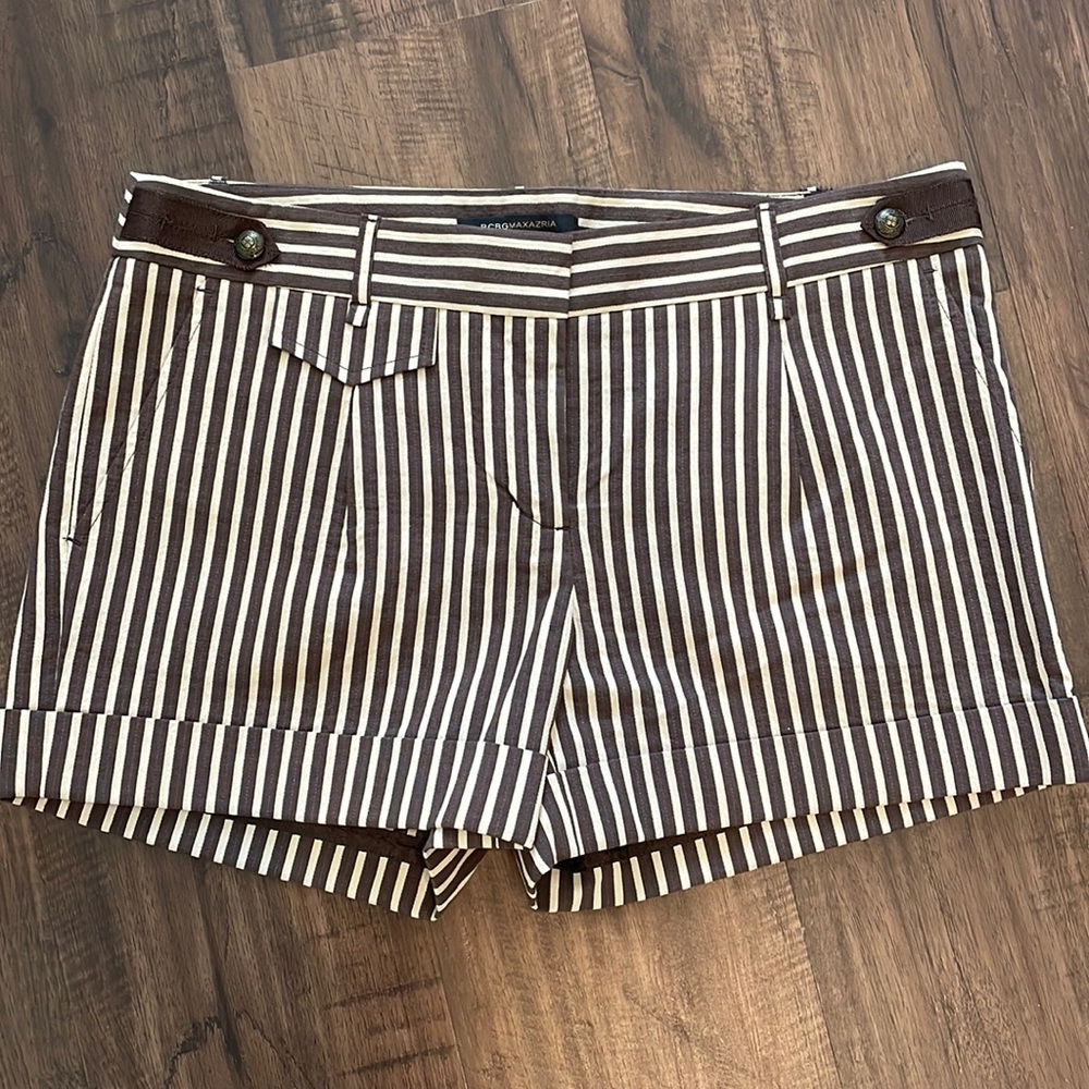 BCBG brown striped suit shorts